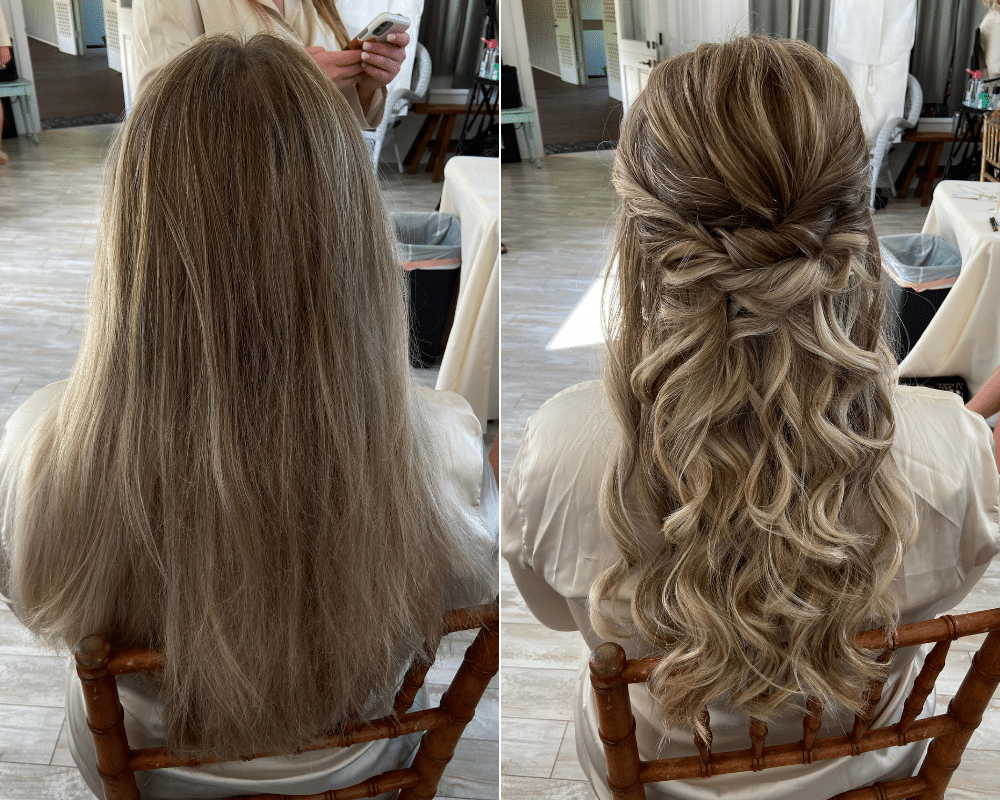 Before and After Half up Hair