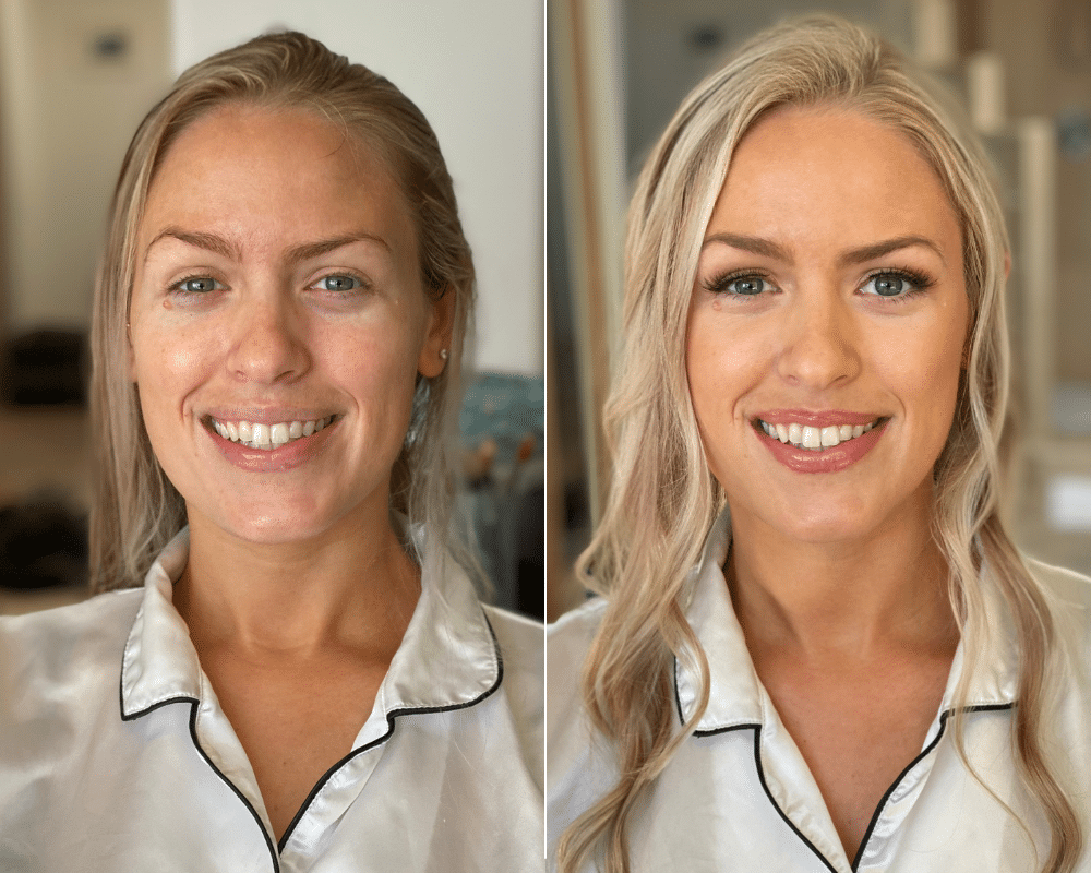 before and after of blonde woman