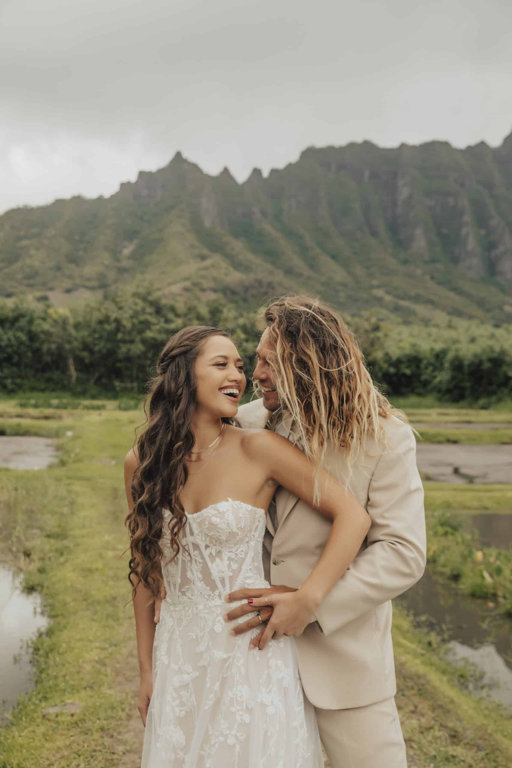 couple in hawaii bride and groom