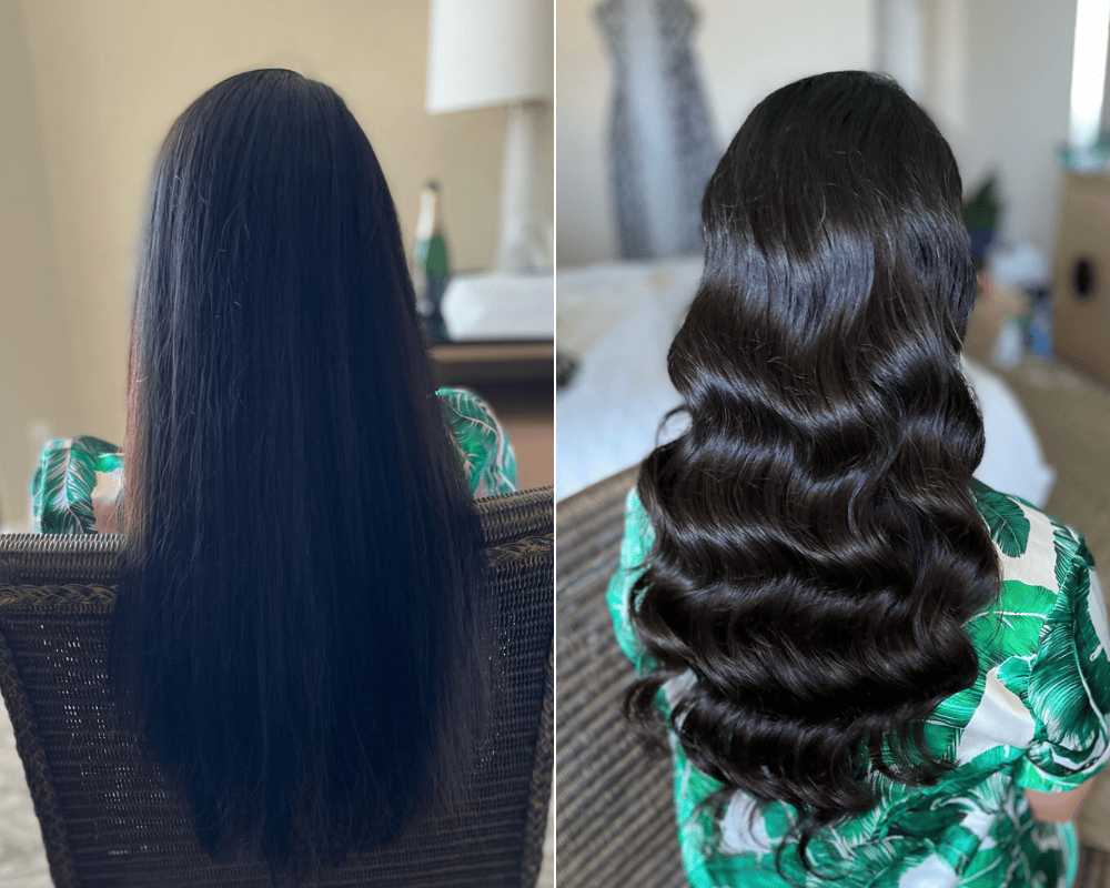 Before and After Down style Hair