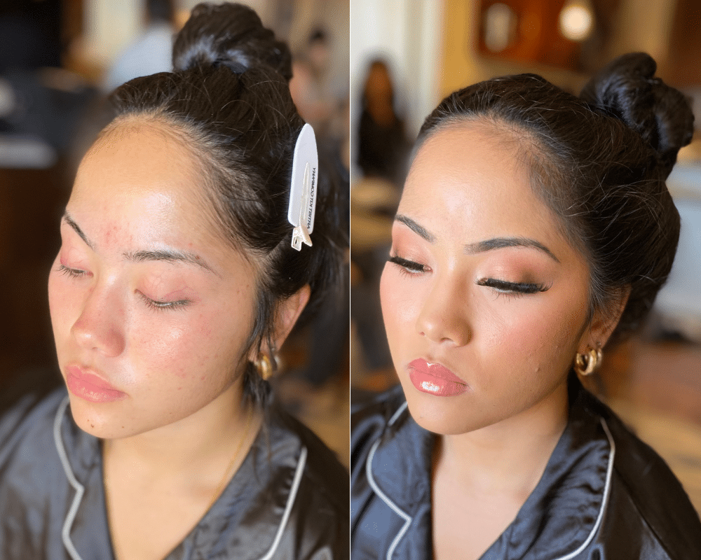 bride makeup before and after photo