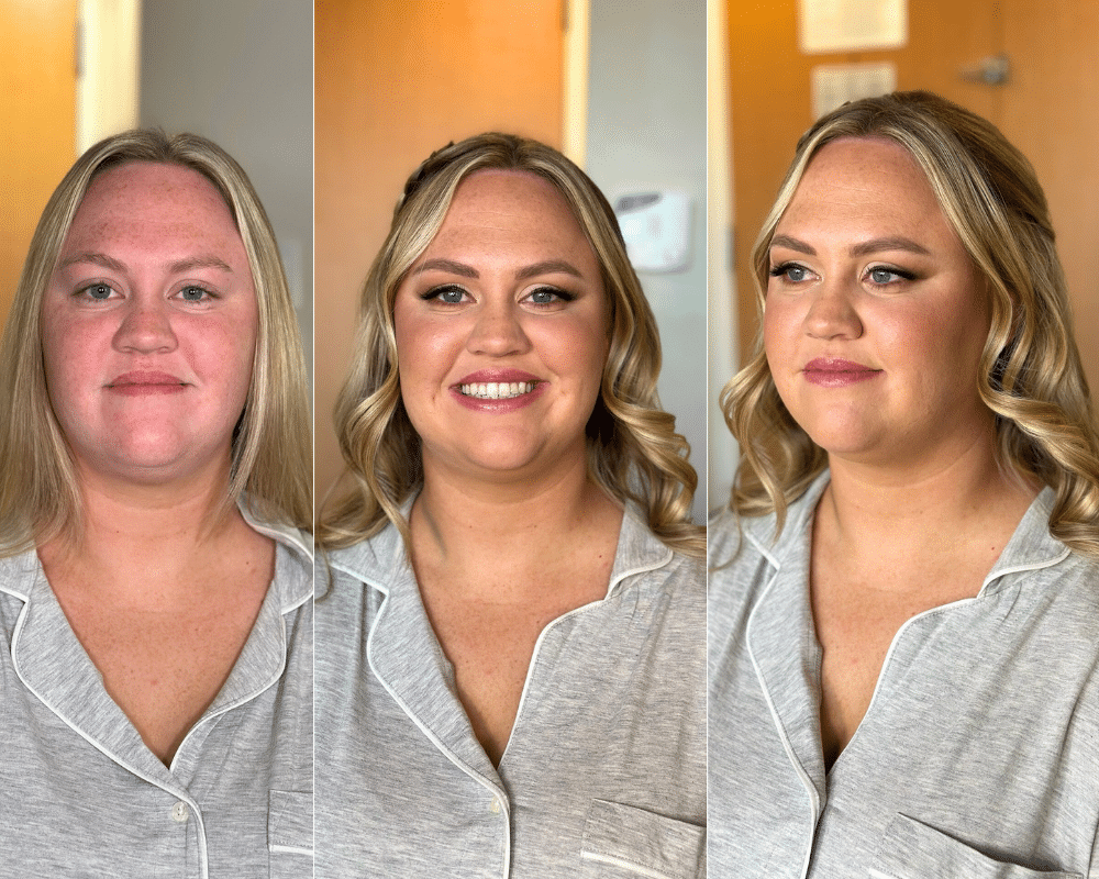 blonde bride before and after makeup