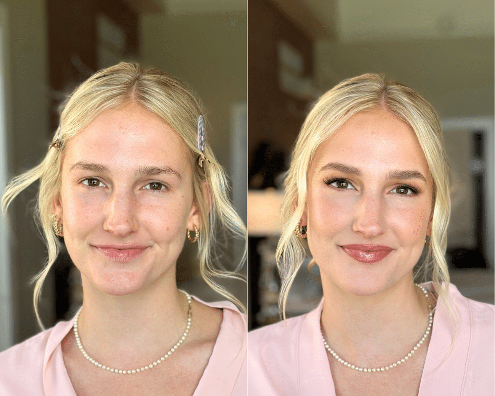 blonde bridesmaid before and after makeup