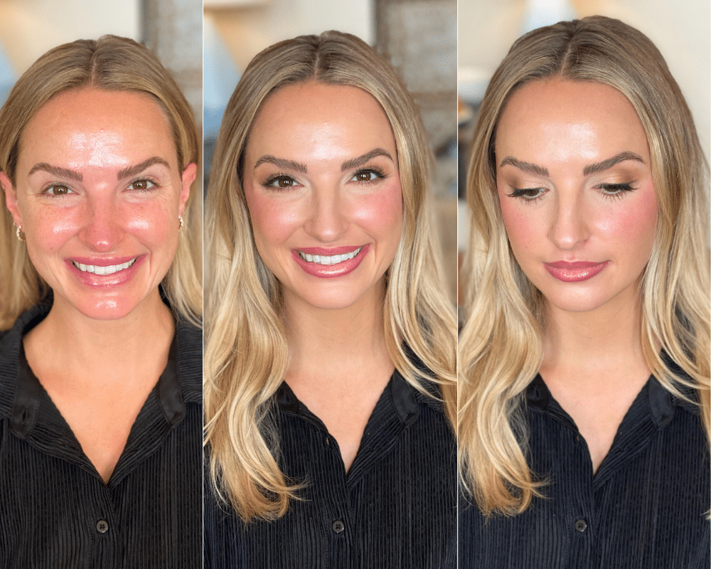 blonde bride before and after makeup