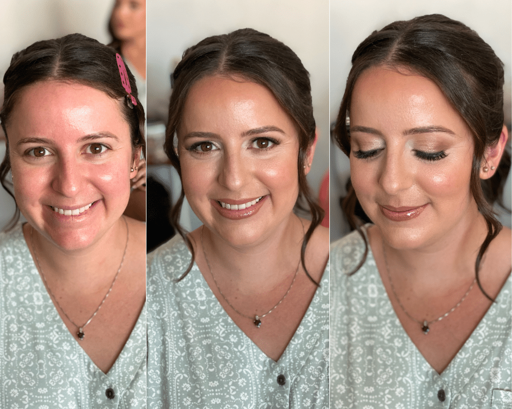 brunette bride before and after makeup
