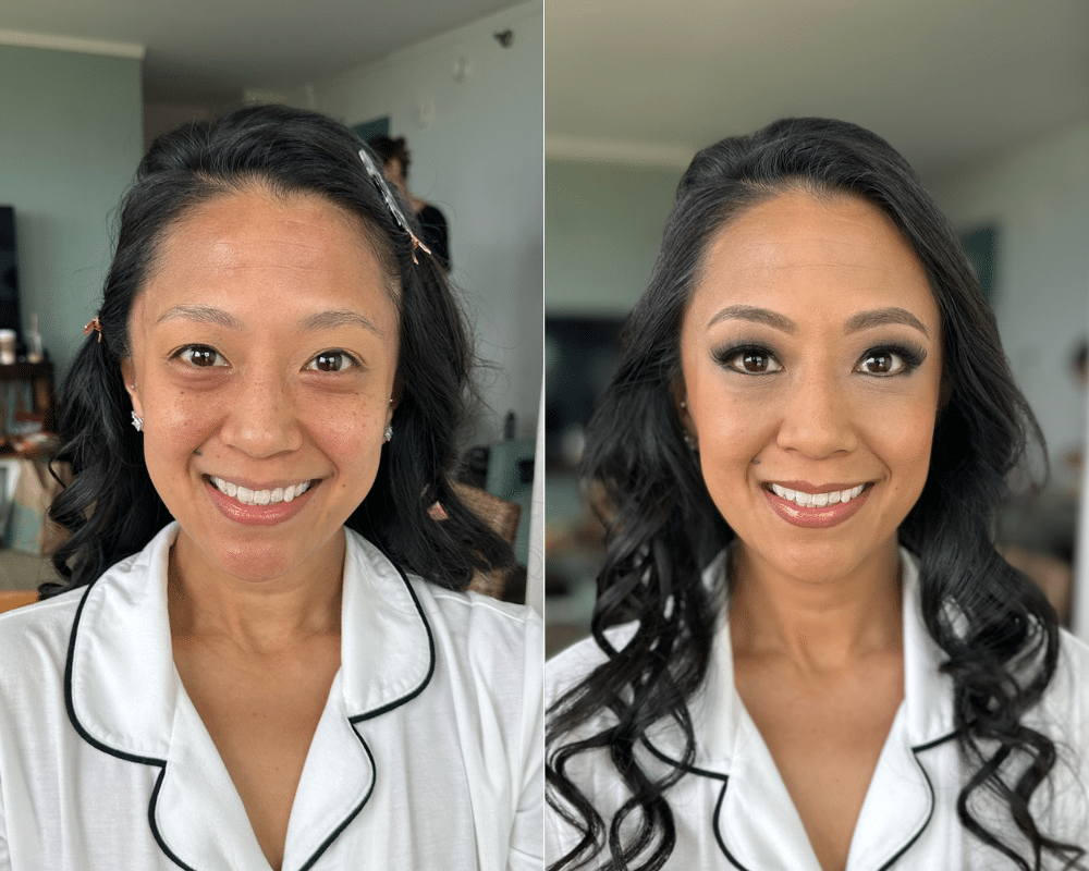 bride before and after makeup