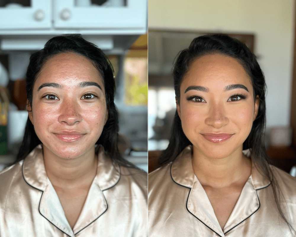 asian bride before and after makeup for wedding