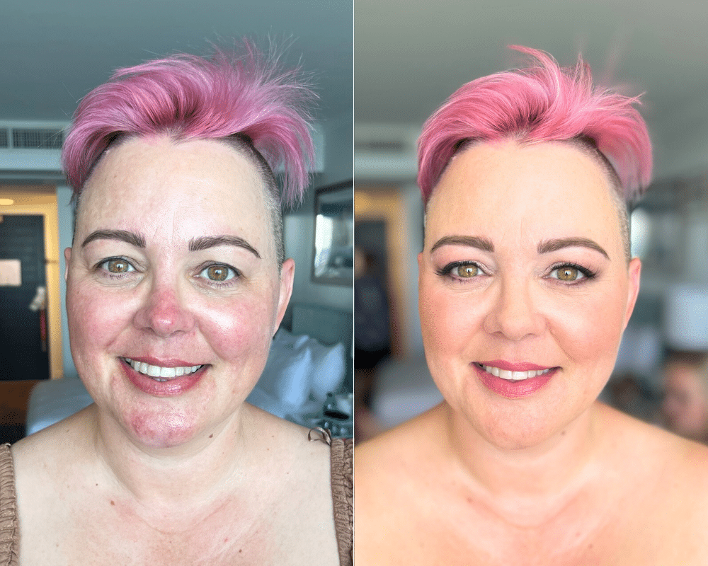 makeup before and after photo for a wedding