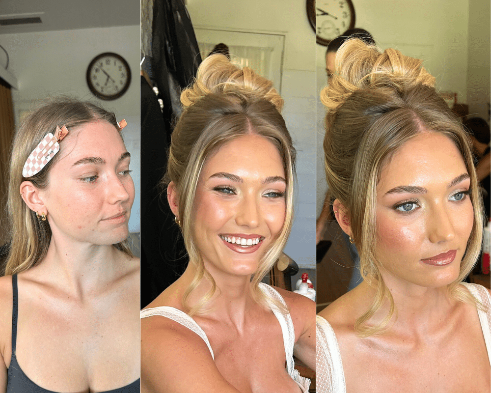 bridal makeup on dirty blonde with white skin