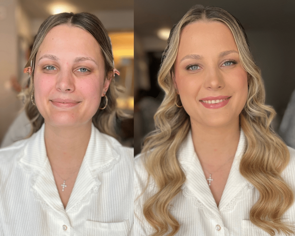 bridal makeup on blonde with fair skin