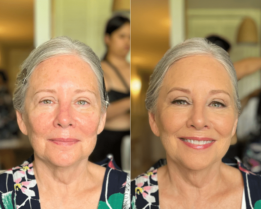 mother of the bride makeup before and after