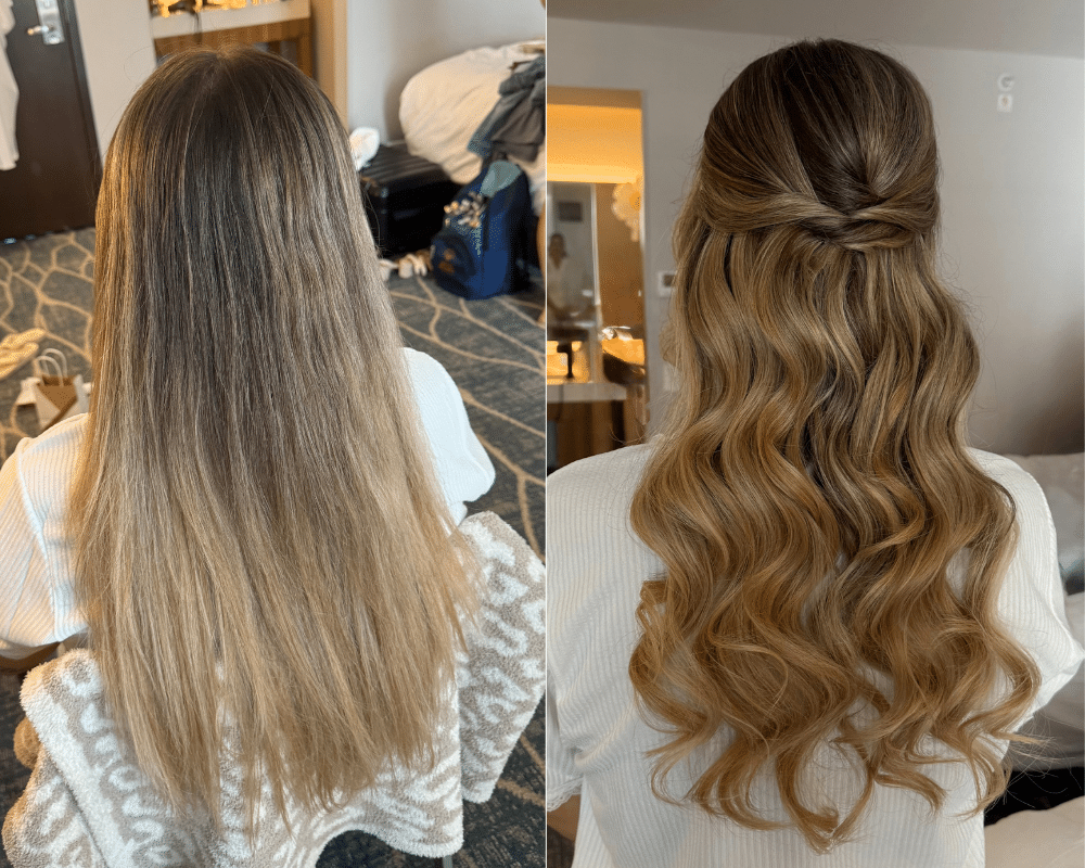 Before and After Down style Hair