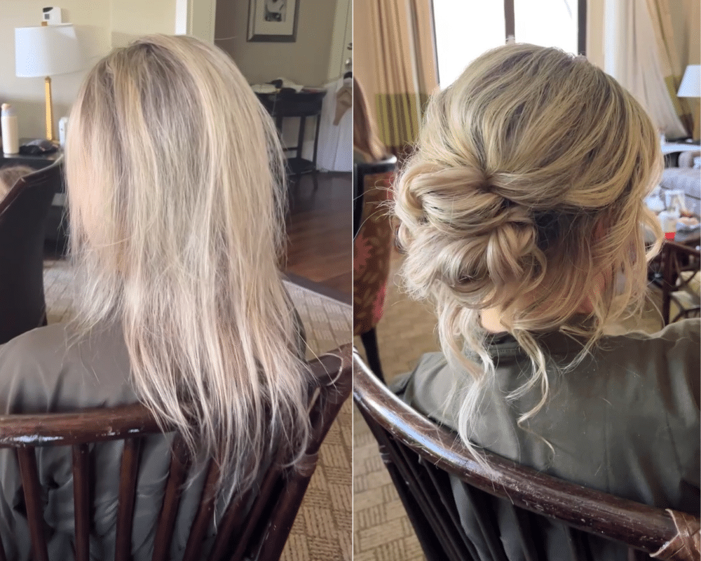 Before and After Half up Hair